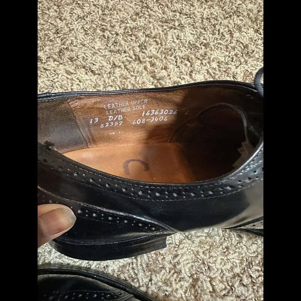 Stafford Comfort Plus Wing Tip Shoes Mens Black Leather Size 13‎